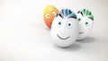 3D illustration of three easter smiling eggs Royalty Free Stock Photo