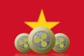 3D ILLUSTRATION Three RIPPLE cryptocurrency with Vietnam flag on background