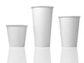 3D Illustration Of Three White Paper Cups