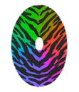 3D illustration Tiger black rainbow print letter O, animal skin fur decorative character O, Tiger 7 colors pattern.