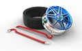 3d illustration of tire fitting equipment