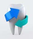 3D illustration of tooth protection and whitening.