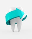 3D illustration of tooth protection and whitening.