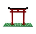 3d illustration. Torii Gate built from toy blocks