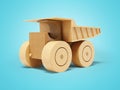 3d illustration toy dump truck perspective view on blue background with shadow Royalty Free Stock Photo