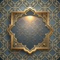 3D Illustration, Translucent Panel on a Dark Gray Ornamental Background, Gold Frames and Beige Ornament Royalty Free Stock Photo