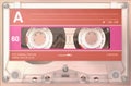 Transparent audio cassette with sticker and label