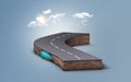 3d illustration of travel and vacation road advertisement, Bending road and highway isolated ads