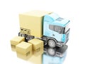 3d Truck with carboard boxes Royalty Free Stock Photo