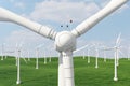 3d illustration, turbine on the grass. Concept alternative electricity source. Eco energy, clean Energy