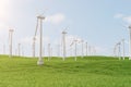 3d illustration, turbine on the grass. Concept alternative electricity source. Eco energy, clean Energy