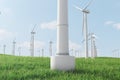 3d illustration, turbine on the grass. Concept alternative electricity source. Eco energy, clean Energy