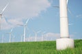 3d illustration, turbine on the grass. Concept alternative electricity source. Eco energy, clean Energy Royalty Free Stock Photo