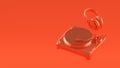 turntable on orange background 3d rendering Royalty Free Stock Photo