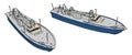 3D illustration of two blue army ships vector illustration