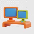 3d illustration of two computers on desk with transparent background Royalty Free Stock Photo