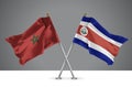 3D illustration of Two Crossed Flags of Morocco and Costa Rica