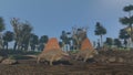 3d illustration of two dimetrodons Royalty Free Stock Photo