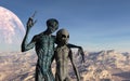 3d Illustration of two friendly extraterrestrials on an alien planet posing for a picture