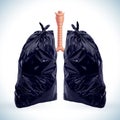 3D illustration of two garbage bags can be compared to the lungs of an unhealthy person. Royalty Free Stock Photo