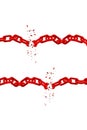 3d Illustration of two iron chains broken by force pressure factor. Royalty Free Stock Photo