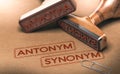 Semantics, opposite words antonym and synonym. Linguistics Concept Royalty Free Stock Photo