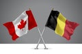 3D illustration of Two Crossed Flags of Canada and Belgium