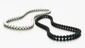 3D illustration two white and black pearl necklaces beads