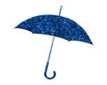 3d illustration of umbrella blue glitter