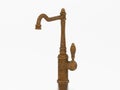 3D illustration unsuitable broken rusty vintage old faucet