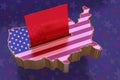 3D Illustration: USA Map with flag super-imposed