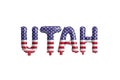 3d illustration of utah-letter balloons with usa flag colors isolated on white background Royalty Free Stock Photo