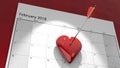 Valentine`s Day Heart pinned to Calendar Royalty Free Stock Photo