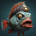 Expressive Fish Holding A Fish: Photorealistic Surrealism Artwork