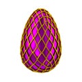 3d illustration violet purple egg with golden greed decoratio