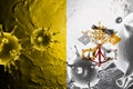 3D ILLUSTRATION VIRUS WITH Vatican City FLAG, CORONAVIRUS, Flu coronavirus floating, micro view, pandemic virus infection, asian f