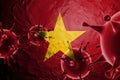 3D ILLUSTRATION VIRUS WITH Vietnam FLAG, CORONA VIRUS, Flu coronavirus floating, micro view, pandemic virus infection, asian flu
