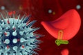 3D illustration of viruses and bacteria under a microscope inside the circulatory system Royalty Free Stock Photo