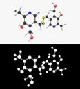 3D illustration of a vitamin B6 pyritinol molecule with alpha layer