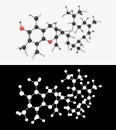 3D illustration of a vitamin E molecule with alpha layer