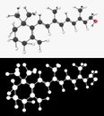 3D illustration of a vitamin A molecule with alpha layer