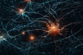 3d illustration of a neuron in the brain. Concept of neurons and nervous system Ai Generative Royalty Free Stock Photo