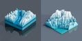 3D illustration voxels, Rocks, mountains and hills. Mountain peak iceberg