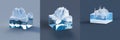 3D illustration voxels, Rocks, mountains and hills. Mountain peak iceberg