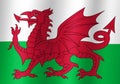 wales national flag 3d illustration close up view