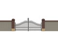 3d illustration of wall with metal gates.