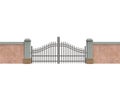 3d illustration of wall with metal gates.