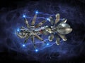 Warp drive spaceship on a star field Royalty Free Stock Photo