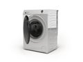 3D illustration of washing machine machine for washing things open on white background with shadow