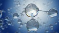 3d illustration with water molecule. Abstract molecule microbiology or science background Royalty Free Stock Photo